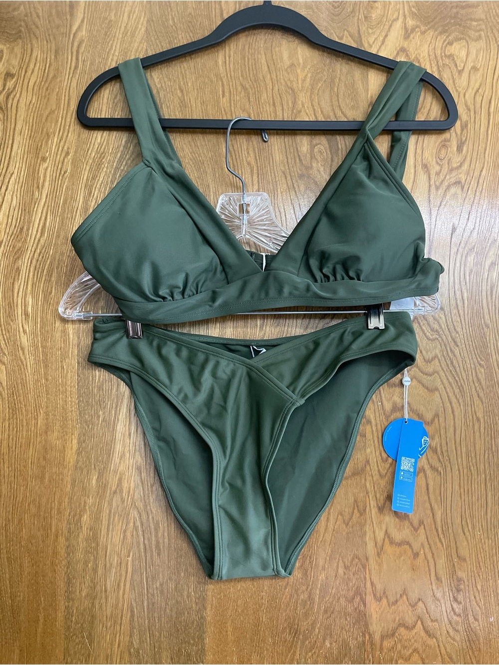 Large/medium swimsuit Women’s Olive Green Bikini Set sporty beachwear
